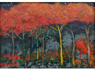 Red Trees at Night by Anthony  Mendivil