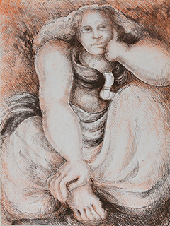 Untitled Figure with Chin Resting on Hand by Yvonne Cheng