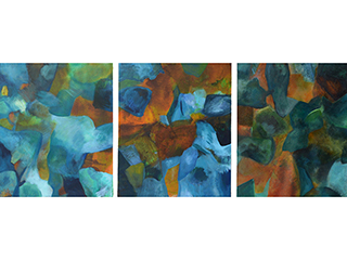 Beach Glass -Triptych by Debbie Young
