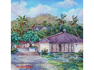 Punahou Memories-Thurston Chapel & Lily Pond by Betty Hay Freeland (1941-2023)