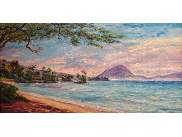 Morning at Kahala Beach by Arthur  Johnsen (1952-2015)