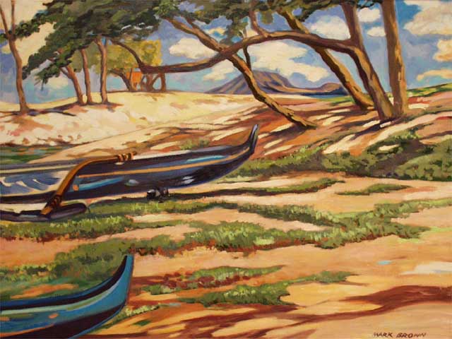 Canoes at Kailua by Mark Brown