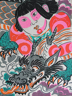 Girls Kite, Dragon #14/50 by Mayumi Oda