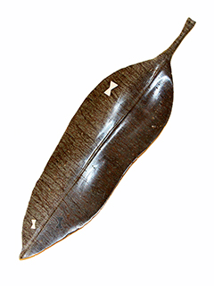 Lg. Carved Mango Leaf w/Peva's (#5) by Don Matsumura