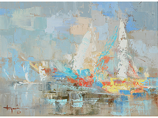 Sailboats by Hiroshi Tagami (1928-2014)